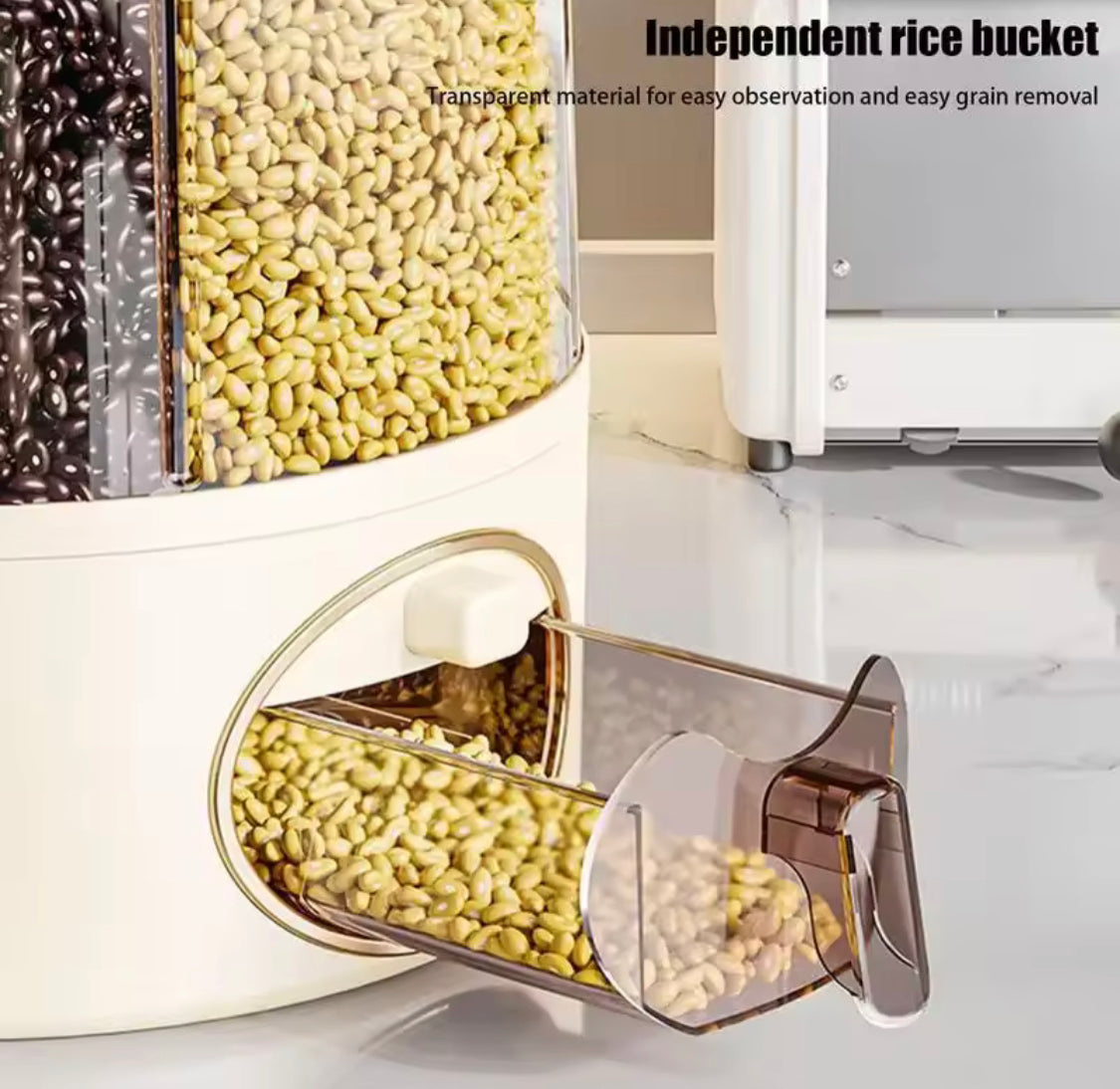 6 Grid Food Grain Storage Container, Kitchen Storage Bucket, 6 Grid Rice Dispenser, Rotating Cereal Container 6 Grid Food Grain Storage Container, Kitchen Storage Bucket, 6 Grid Rice Dispenser, Rotating Cereal Container